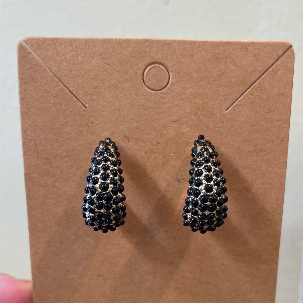 Black and Gold Tone Earrings - Picture 5 of 6